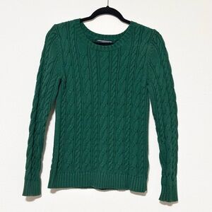 Lands' End Forest‎ Green cable Knit Sweater Size Medium